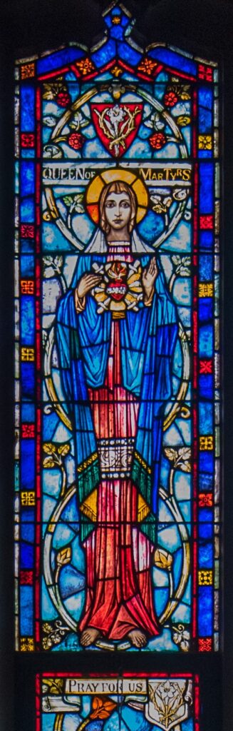 Stained Glass window of Queen of Martyrs, Our Lady of Sorrows