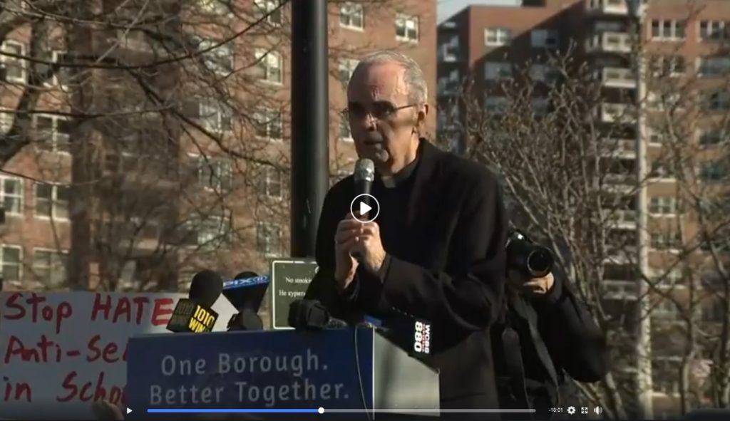 Bishop Sanchez at the Forest Hills Anti-Semitism rally, 1/12/20