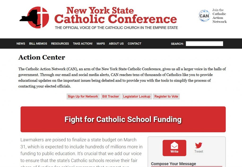 Click for the NY State Catholic Conference Action Center